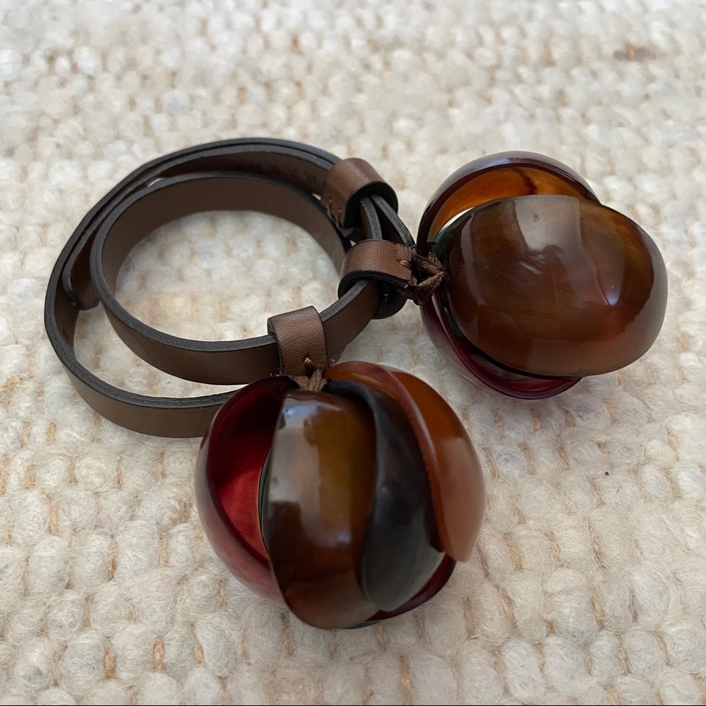 Marni Flower Resin Bracelet with a Leather Strap